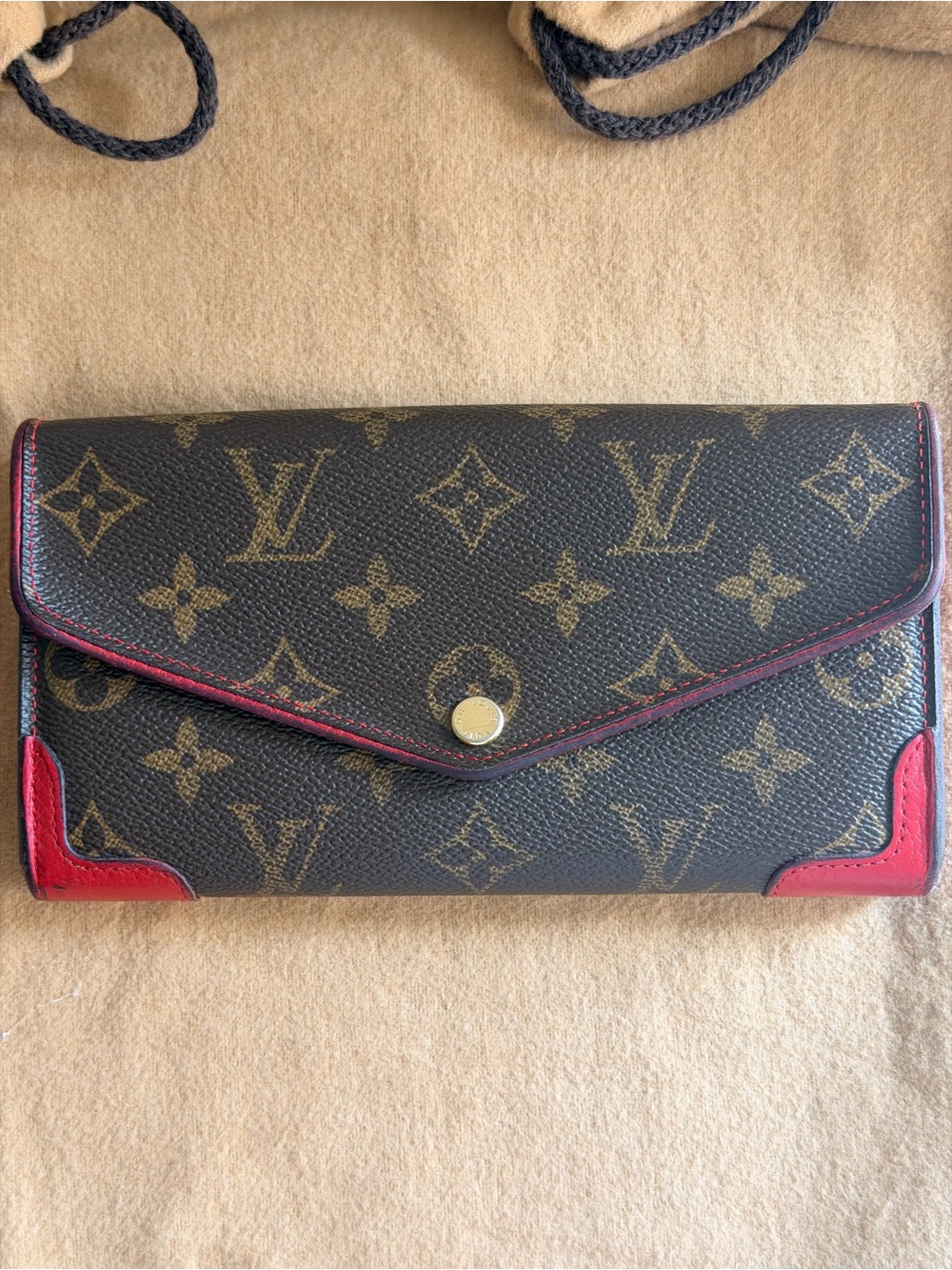Louis Vuitton Sarah Retiro Monogram Canvas Wallet Brown/Cerise